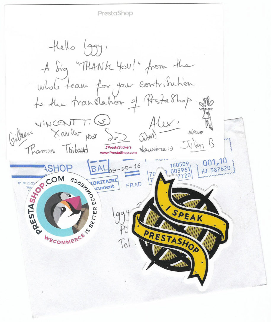 Prestashop Letter of Appreciation