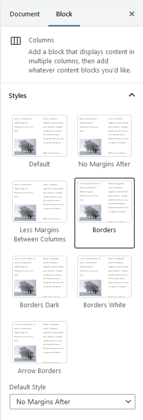 Columns Block with Styles